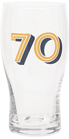 Maturi Verre à pinte de bière 70e anniversaire – Or et bleu, 570 ml / 1 pinte, Doré