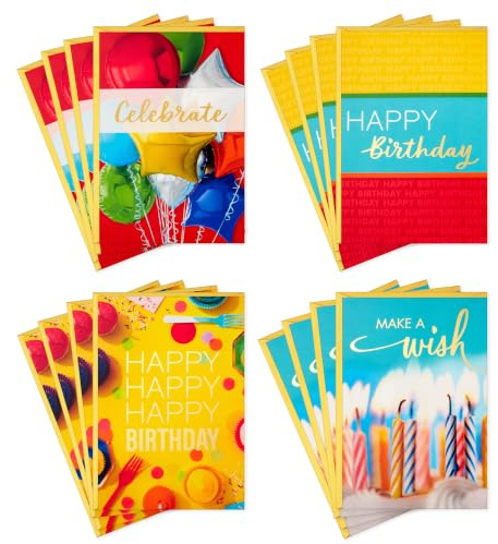 Hallmark Birthday Cards with Envelopes, Assorted 16-Pack (Make A Wish)