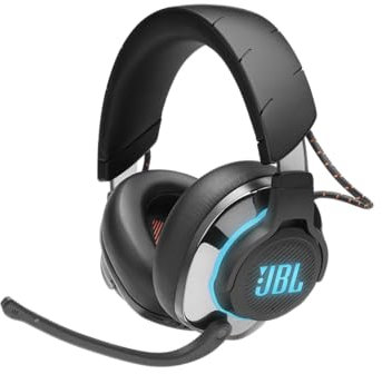 JBL Quantum 810 Cuffie Gaming Over-Ear Wireless 2,4 Ghz e Bluetooth, Headset con Microfono e Cancellazione Attiva Rumore, RGB e Dual Surround, Compatibilità Multipiattaforma PC e Console, Nero