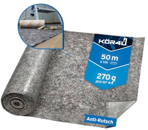 kör4u Malervlies 50m, 270g Abdeckvlies – Staubdichtes, Rutschfestes Malervlies für Renovierungen, Umzüge und Heimwerkerprojekte