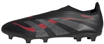 adidas Unisex Predator League Laceless Firm Ground/Multi Ground Football Boot, Core Black/Grey Four/Lucid Red, 42 EU