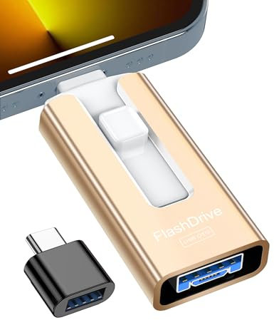 GNASEET Pendrive 256 GB de Alta Velocidad 3.0, Memoria USB Externa 4 en 1 para Phone, Móviles, Teléfonos, Computadoras y Más - Disco Duro Externo para Datos, Fotos y películas - para iOS, Android PC