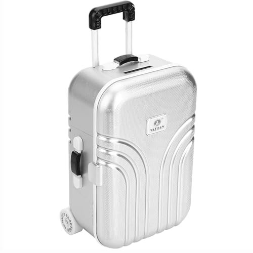 Silber Kreative Koffer Spardose,Spardose Simulation Reisekoffer,Mini Gepäck Sparschwein,Spardose Koffer,Kunststoff Rollkoffer Mini Gepäckbox,Niedliche Mini Trolley Gepäck Sparbüchse,(1 Stück Silber)