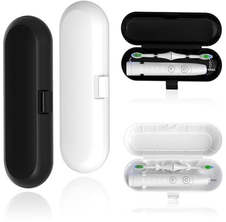 RFYTDCF 4 STK Reiseetui Elektrische Zahnbürste, Mattiert Elektrische Zahnbürste Etui Reiseetui mit Halter Tragbare Zahnbürstenbox Zahnbürsten Etui Reise für Outdoor Familie, Schwarz Weiss