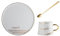 Huiyiwert Cappuccino Tassen Set Porzellan Espressotasse mit Löffel und 19cm rund Unterteller modern Teetasse 200ml Kaffeetasse Kaffeeservice Set für Latte Espresso Mokka Tee (Weiß)