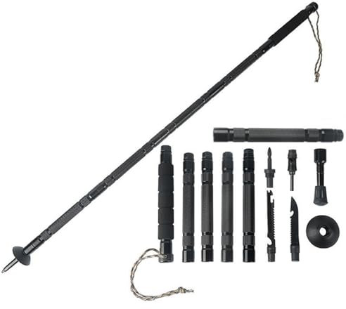 AIZYR Multifunktionell VandringsståNg Taktisk Stav Av Aluminiumlegering GåNgpersonal BäRbar Vandringsstick FöR Utomhuscamping Vandring,6 Section