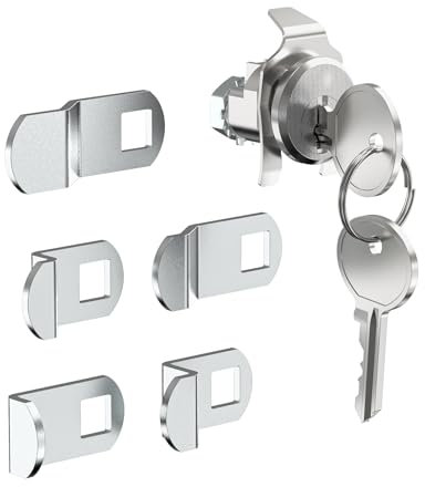 Xinafan Mailbox Lock Replacement Kit, Heavy Duty Security Lock System for Several Mailboxes Brands, 90° Counter-Clockwise Rotation Compatible with ILCO 1003M Keyway, 5 Cams, 2 Keys, Nickel Finish