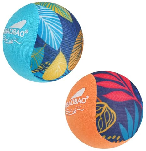 AIBAOBAO Balle Rebondissante Eau, 2 Pcs Balles à Eau Réutilisables, Bombe a Eau en Lycra, Ballon de Plage Enfant Adolescents Adultes Jeux d'eau Exterieur Jouets Plage Fête de Piscine (Orange + Bleu)