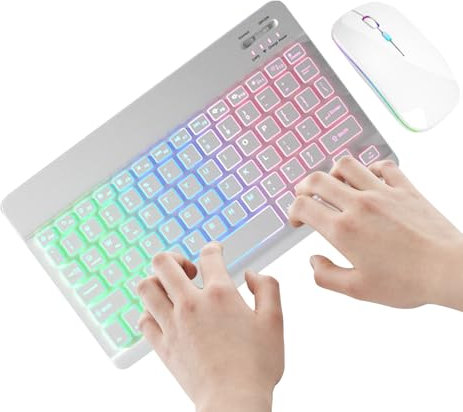 Wireless Keyboard and mous Backlit - 7 Color Backlit Keyboard Combo with mous, Slim Design | Portable Office Set, Compact Layout for School, Business, gamings, Typing Workstation Setup