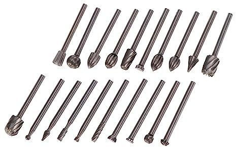 Holibanna 20 piezas Fresas Rotativas de Alta para Carpintería Tallado y Perforación Herramientas de Bricolaje Acabado Preciso Plateado