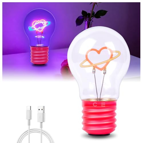 Klarlight Lampada da Tavolo a Forma di Lampadina, Ricaricabile con Cavo USB, Senza Fili, Bulb Fiction, Tema Planet Heart, Regalo di Natale, 6.8 x 11.2 cm