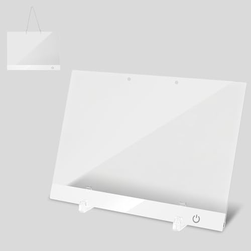 Lavagna per appunti a LED con colori, in acrilico con 7 colori penna, 35 x 25 cm, lavagna trasparente a LED luminosa, lavabile, blocco note, lavagna, Memo, per ufficio, casa, caffetteria, bianco base