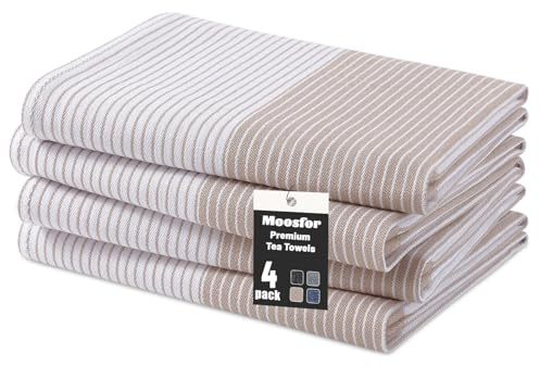 Moosfor Extra stora handdukar av 100% ekologiskt bomull, mycket absorberande mjuka handdukar, flufffria, snabbtorkande kökshandduk, premium handdukar för kök, 46 x 72 cm, beige