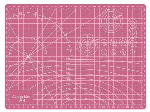 Sewing Cutting Mat 12in x 9in,Small Self Healing Cutting Board A4 Rotary Cutting Mat for Crafts Pink Double Sided Thickened PVC Craft Cutting Board for Quilting Hobby Fabric Precision
