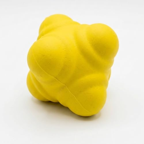 Mozi Sports Palla di reazione in gomma da cricket, rimbalzo irregolare, pratica sul campo, (1 x giallo)