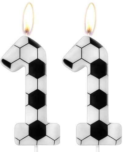 AYBUY Velas de cumpleaños número 11, Velas de Pastel de Cumpleaños de 3D fútbol, Birthdays Glitter Number Candle, decoración de fiesta temática de pastel de vela para celebraciones y aniversario