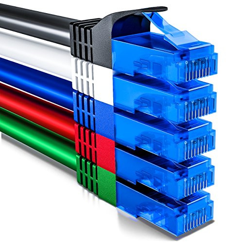 deleyCON 5x 0,5m CAT6 Câble Réseau set - Court 50cm U-UTP RJ45 CAT-6 LAN Câble Patch Ethernet DSL Switch Routeur Modem Répéteur Panneau Patch - Coloré