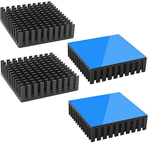 Tuloka Kühlkörper mit wärmeleitender 4pcs Heatsink Aluminium Kühlkörper Kühler Fin Kühlkörper für High Power LED Verstärker Transistor, L40mm X B40mm X H11mm