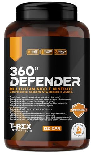 Multivitaminico Multiminerale con Probiotici, Vitamina B12, Acido Folico e Coenzima Q10 | 360° Defender Integratore Multivitaminico Completo con 14 Vitamine e 5 Sali Minerali