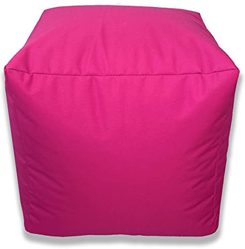 Beautiful Beanbags - Beanbag Cube Footstool - Water-Resistant Pouffe for Indoor or Outdoor Use - Manufactured in UK (Pink)