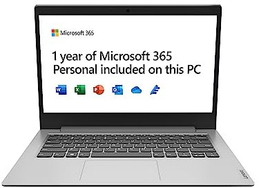 Lenovo IdeaPad 1 14 inch HD Laptop - (Intel Celeron, 4GB, 64GB, Windows 11 Home in S mode) - Platinum Grey, 1 Year of Microsoft 365 Personal