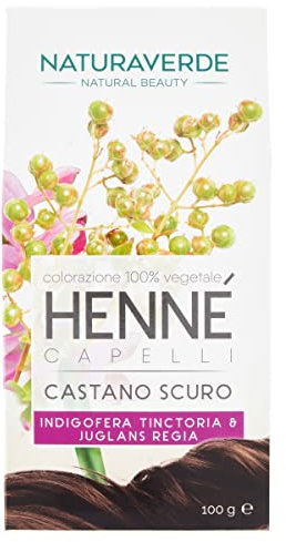 Naturaverde | Henné - Colore Castano Scuro, per Capelli, Tubo Tinta Senza Ammoniaca, Colorazione 100% Vegetale, Professionale da 100g