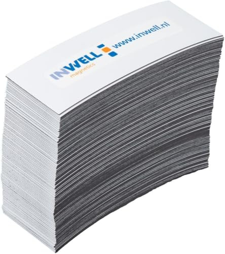 Inwell - Magnetetiketten in Farbe Weiß | 20 mm | Länge 140 mm | 100 Stück | Magnetische Etiketten | Magnetisches Band | Magneten beschriftbar | Magnetstreifen beschreibbar