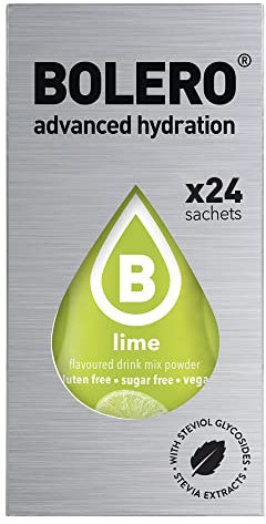 Bolero Drink - 24 bolsitas de 3 g de fruta preparada en polvo soluble para bebida fresca en agua, 72 gramos endulzado con stevia (lima)