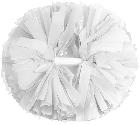 Hooshing 2PCS White Cheerleading Pom Poms with Baton Handle Cheer Pom Poms for Team Spirit Sports Dance Cheering Kids Adults