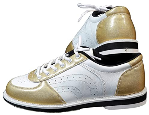 Womens Bowling Shoes, Bowl Shoes Lightweight Bowl Trainers Lace Up Scarpe da Bowling in Pelle per Le Donne,d'oro,38 EU