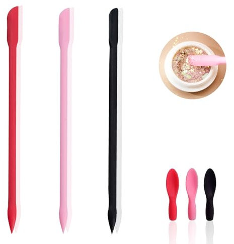 Cosmetic Spatula, Mini Silicone Spatulas Makeup Beauty Spatula Multifunctional Facial Cream Spoons Jar Scraper Lotion Stirrer Beauty Tool for Cosmetics Kitchen