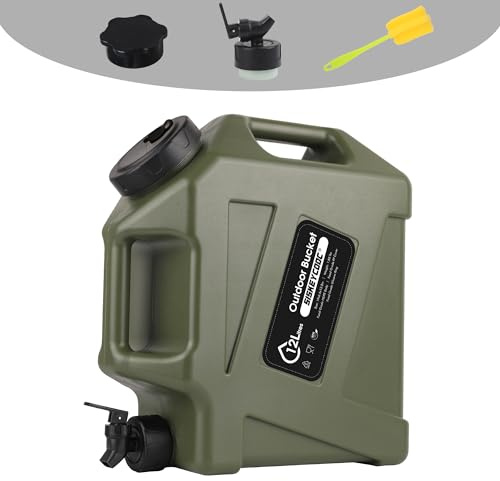 SISKEYCOOC 12 l bärbar vattenbehållare med kran, BPA-fri vattentank, vattenutlopp, multifunktionell vattenbehållare för camping, utomhus, nödtransport (grön, 12 l)