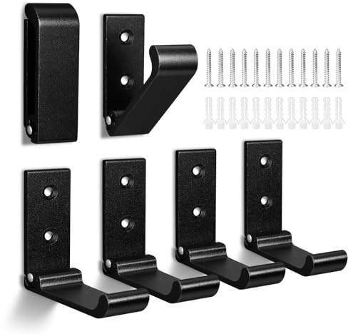 Binxus 6 Pcs Folding Coat Hooks Black Folding Wall Hook, Coat Hooks Wall Mounted Aluminum Alloy Wall Hook with Screws Set for Hanging Coats, Bags, Hat, Towel, Keys (Black)