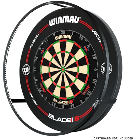 WINMAU Cible de fléchettes plasma - Lumière noire à 360 degrés avec bordure noire Pro Line