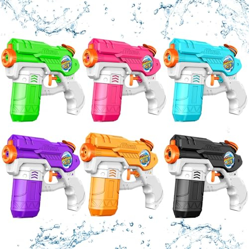 Water Guns for Kids Adults, 6 Pack Squirt Guns Soaker Blaster 220CC Capacity Long Range Super Water Gun Pistols for Boys Girls Toddlers Swimming Pool Water Toys (6)