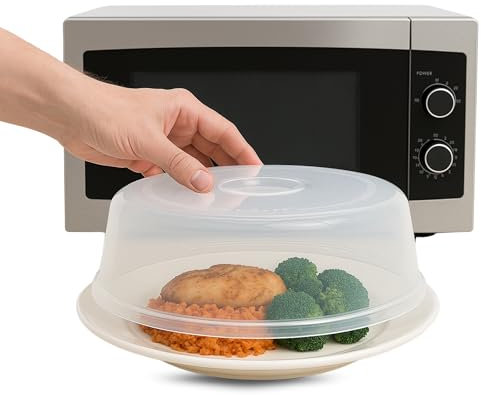 CHEFZOCO Tapa microondas, Tapa de Salpicaduras de Microondas, Tapa Protectora para Microondas, Tapadera Calentar Comida, Libre de BPA, con Orificio de Vapor, 27 cm diámetro x 9.5 cm Altura