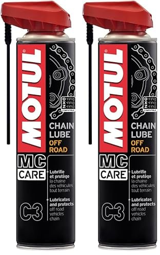 Motul - Lubrificante per Catene di Moto Fuoristrada - Aerosol Giallo Fluo - Compatibile con O-Ring, X-Ring, Z-Ring - Resistente all'Acqua - Antiruggine - MC Care Chain Lube off Road C3-400 ml