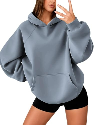 Oyamiki Hoodies for Women Uk Long Sleeve Hooded Sweatshirts Basic Fleece Lined Casual Oversized Hoodie Pullover with Pockets