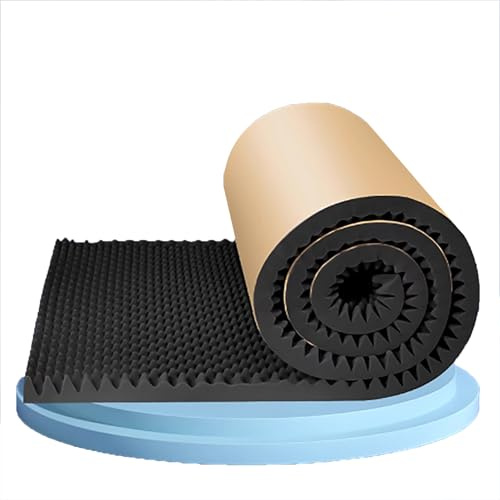 Pannelli in schiuma acustica autoadesiva spessi 20mm, Materiale fonoassorbente per pareti studi di registrazione KTV home theater Assorbimento acustico e riduzione del rum(Size:1*10m=10㎡,Color:black)