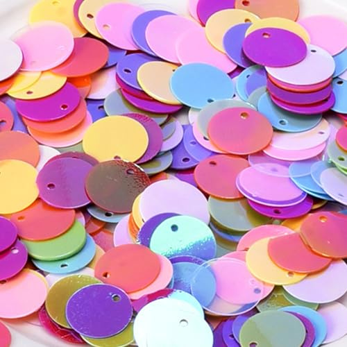 50g Holographic 12mm Round PVC Sequins with Hole Sequins Craft Spangles Paillettes Rainbow Cup Sequins for Jewelry DIY Arts Crafts Embellishment Gems Sewing Decorating Applique Knitting (12mm Round)