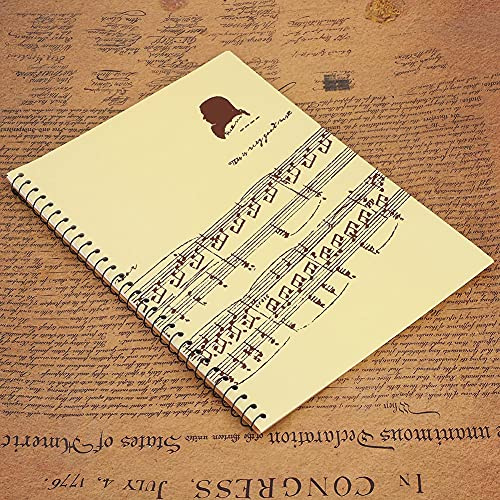 Aramox Carnet de Notation Musicale, Papier d'écriture de 50 Pages, Idéal pour les Auteurs de Chansons et les Musiciens (motif de partition de musique jaune)