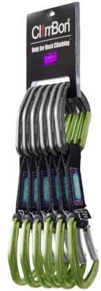 ClimBon Lot de 6 mousquetons Express avec boucle - Certifié UIAA et CE - Pour l'escalade sportive, l'alpinisme - 12 cm/18 cm/25 cm