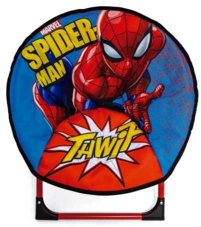 Relsy Marvel Spider-Man Kids Folding Moon Chair, Portable Children’s Saucer Seat with Soft Fabric, Lightweight Foldable Design for Bedroom, Playroom and Camping