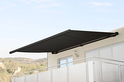 Mendler Elektrische Kassettenmarkise T123AM, Markise Vollkassette 4,5x3m - Acryl anthrazit, Rahmen anthrazit