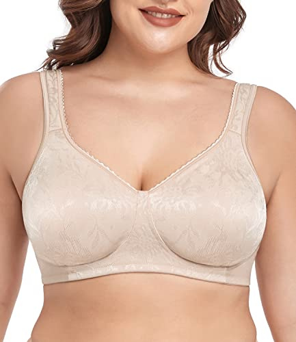 wirarpa Reggiseno Minimizer a Copertura Completa, Non Imbottito, Senza Ferretto, per Tutti i Giorni, W-Beige-Confezione da 1, 4D