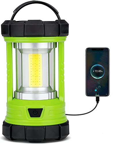 Camping Lantern 3000LM, LED Lanterns for Power Outages with 4400mAh Phone Charger, Impact-Resistant Rechargeable Lantern, 5 Light Modes Waterproof Lantern for Hurricane Emergency(Pale Green)