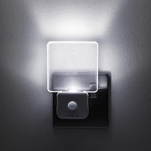 Integral LED Plug-In Motion Sensor Night Light | Auto On/Off | Soft Light | Transparent | Ideal for Bedrooms, Hallways, Stairs, Landings, Children’s Nursery | 2-Pack