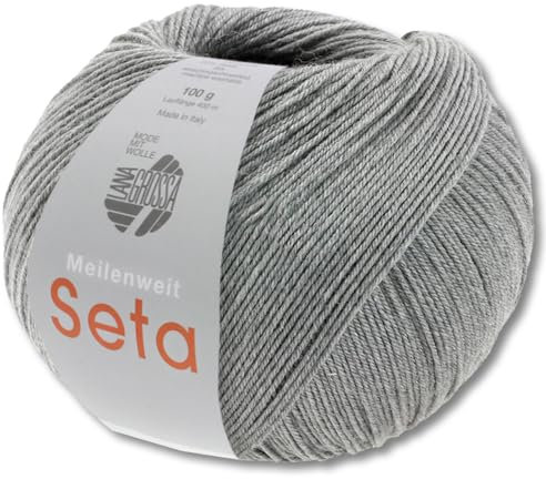 Frida's Wollhaus Lana Grossa 100 g Meilenweit 100 Seta Sockenwolle Merino Seide Garn 31 Farben (14 | Grau)