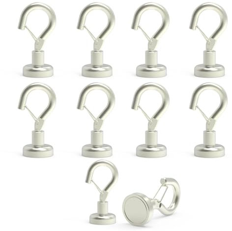 THCMagorilla Magnetic Hooks Heavy Duty with Snap 9kg/22lbs Strong Magnet Hooks Great Hanging for Refrigerator, Cruise Cabin, Grill, Wreath,Kitchen,Office 10 Pack