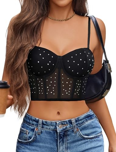 Avidlove Corset Tops for Women Push Up Bustier lingerie Mesh Sexy Going Out Party Club Top